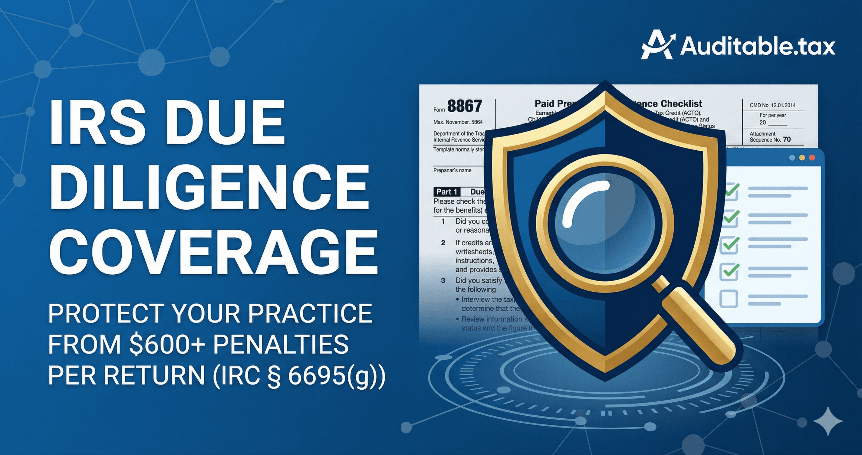 Due-diligence worksheet preview from Auditable.tax